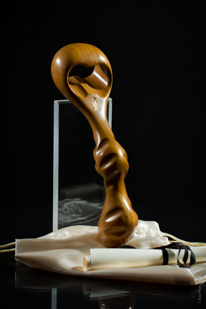 Wood dildo Double bulb twins
